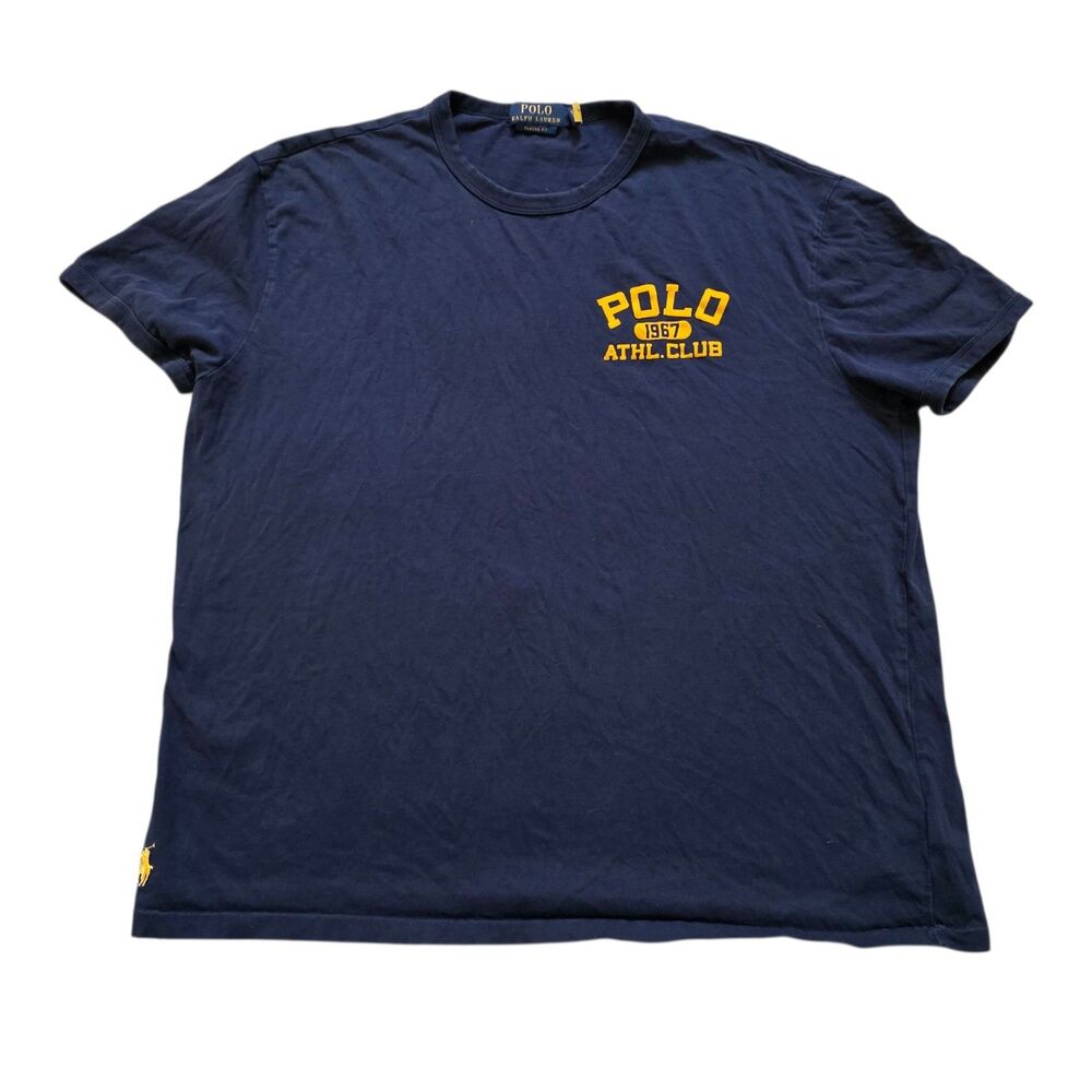 Polo Ralph Lauren Shirt Men Large Blue Classic Fit Crewneck Athletic Club Top